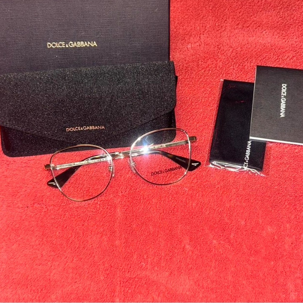 Dolce & Gabbana Gold Frame Glasses with Black Case